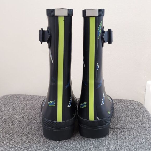 Joules Black and Blue Lightening Rain & Snow Boots Sz 4 - Picture 4 of 9